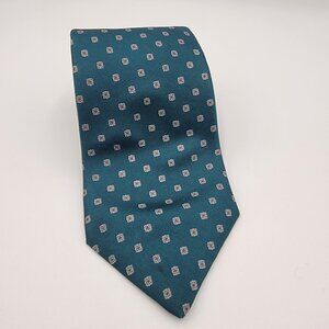 Christian Dior Tie Necktie All Silk Geometric Teal 58" 3.25" Vintage